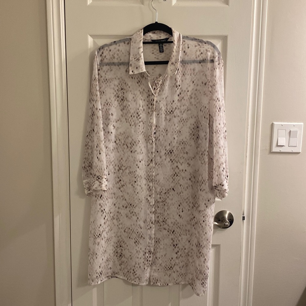 Ellen Tracy Tunic Sheer Blouse or Swim Coverup